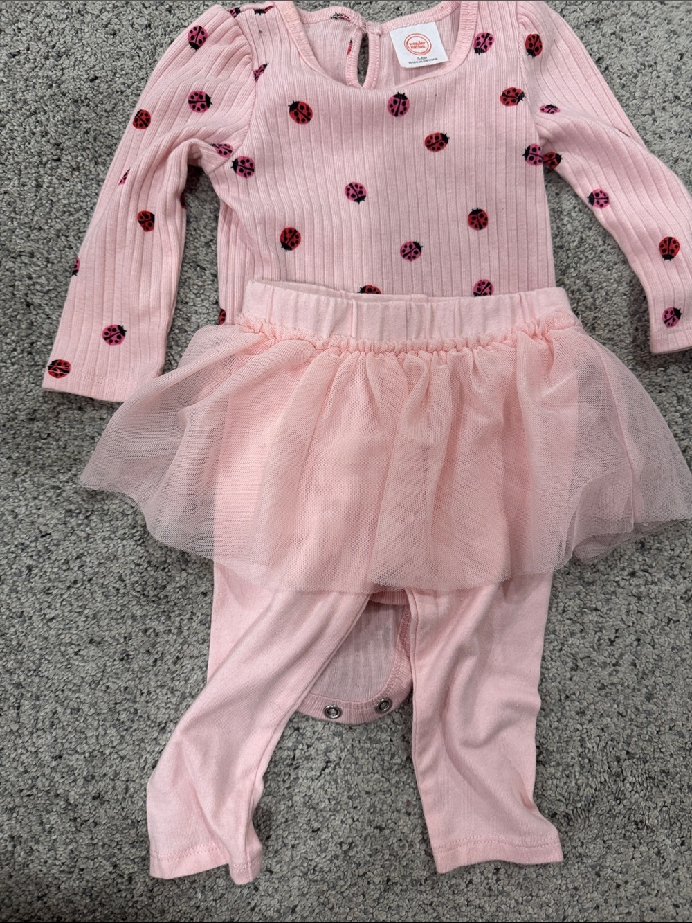 wonder nation Pink Tutu Romper with Ladybug Print